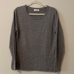 Calvin Klein Wool Acrylic sweater w pearls size L excellent condition
